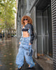 Leila Depina in Triple Denim Pants