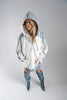 Deconstructed Denim White Hoodie