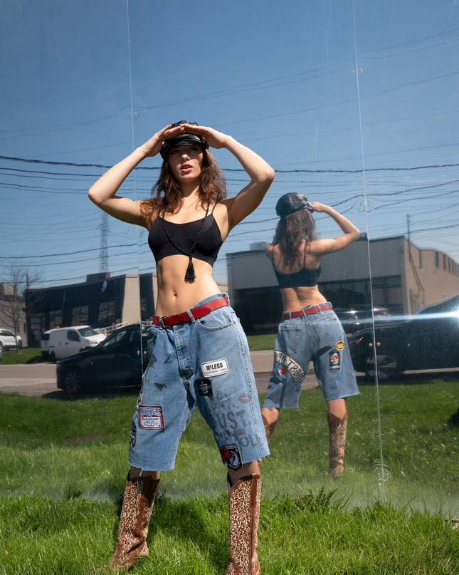 Oversized Denim Shorts in Sex, Dust, Rock & Roll