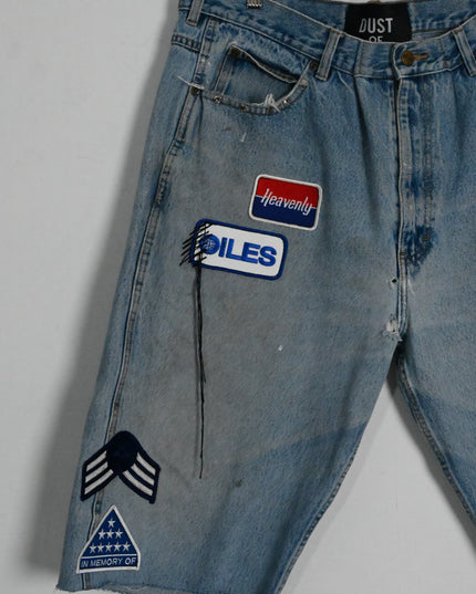 Oversized Denim Patch Shorts