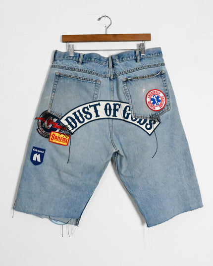 Oversized Denim Patch Shorts