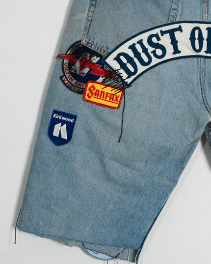 Oversized Denim Patch Shorts