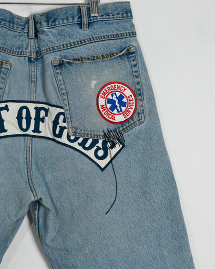 Oversized Denim Patch Shorts