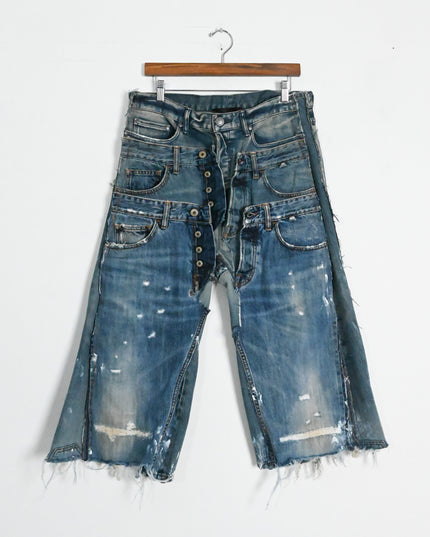 Triple-Layered Oversized Denim Shorts