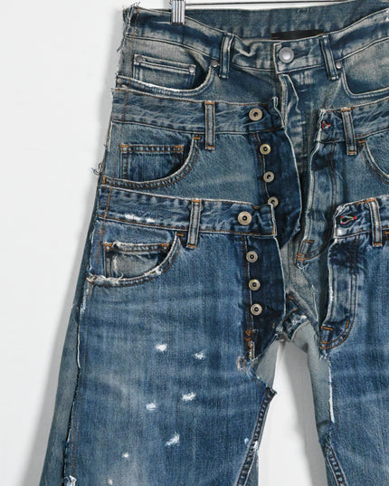 Triple-Layered Oversized Denim Shorts