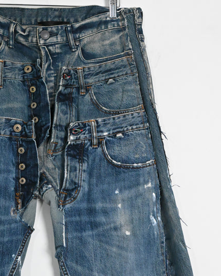 Triple-Layered Oversized Denim Shorts