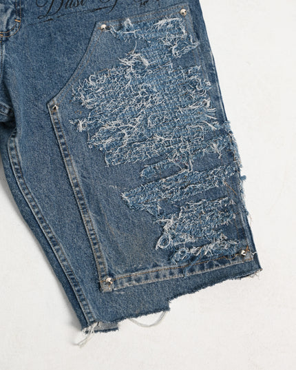 Oversized Reworked Denim Shorts
