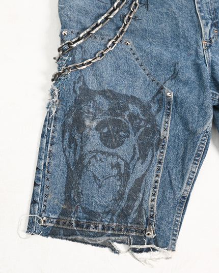 Oversized Reworked Denim Shorts