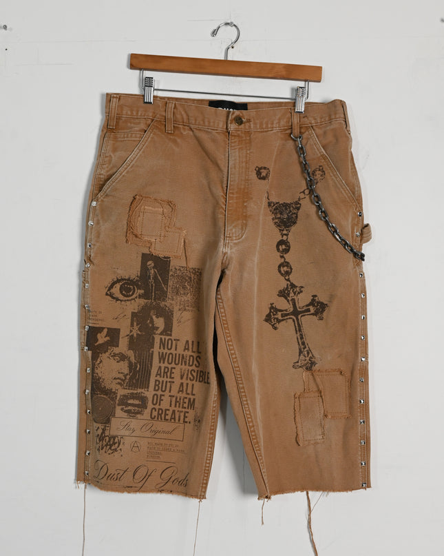 Oversized Chained Dusted Workwear Shorts