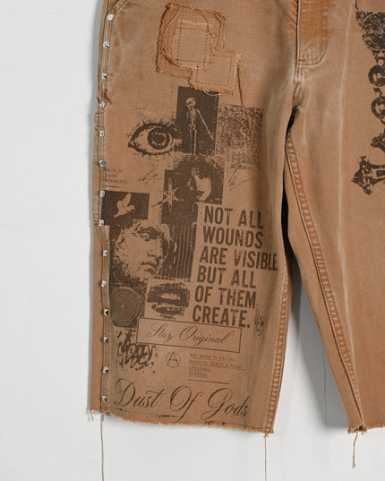 Oversized Chained Dusted Workwear Shorts