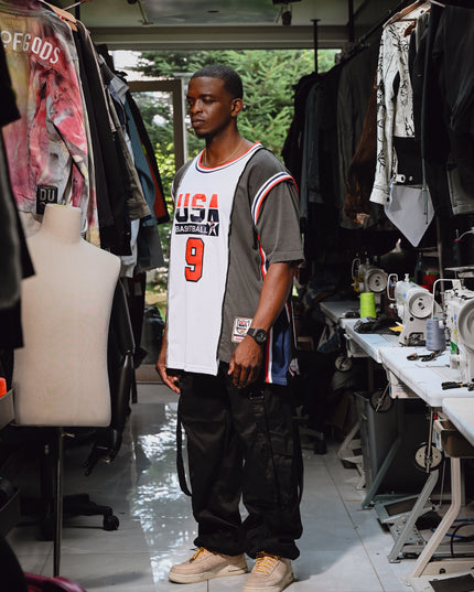 Deconstructed White & Blue  Olympic Jordan Jersey T-Shirt