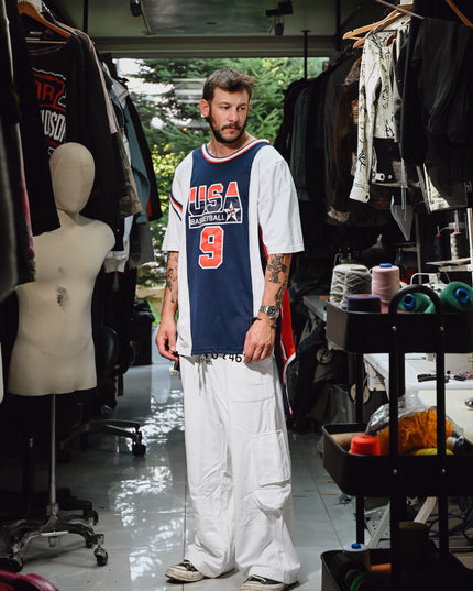 Deconstructed Blue & White  Olympic Jordan Jersey T-Shirt