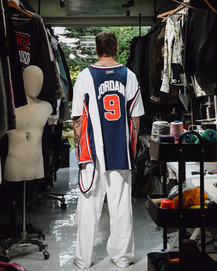 Deconstructed Blue & White  Olympic Jordan Jersey T-Shirt