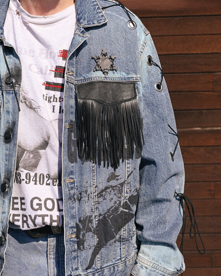 Texas Lovers Fringed Denim Jacket