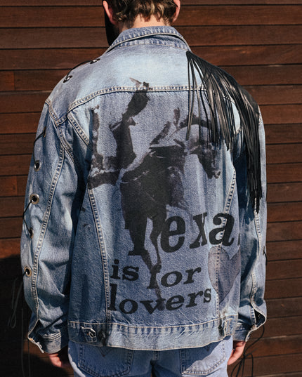 Texas Lovers Fringed Denim Jacket