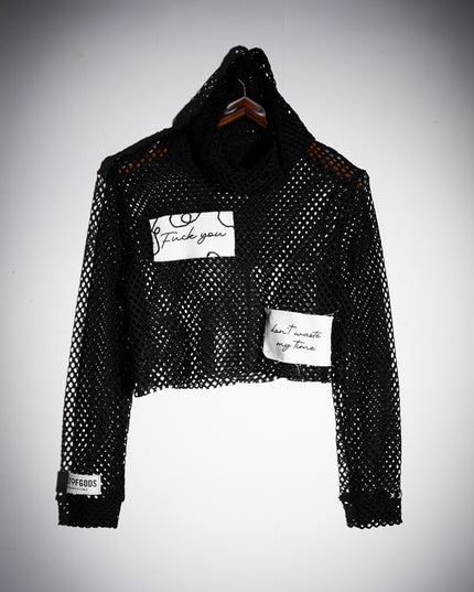 Fuck You Cropped Mesh Top