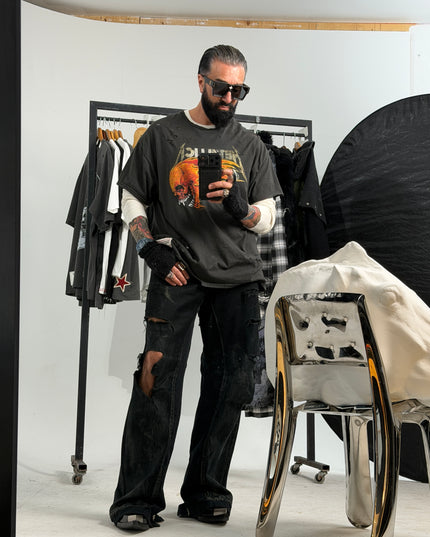 Distressed Double Layered Graphic T-Shirt