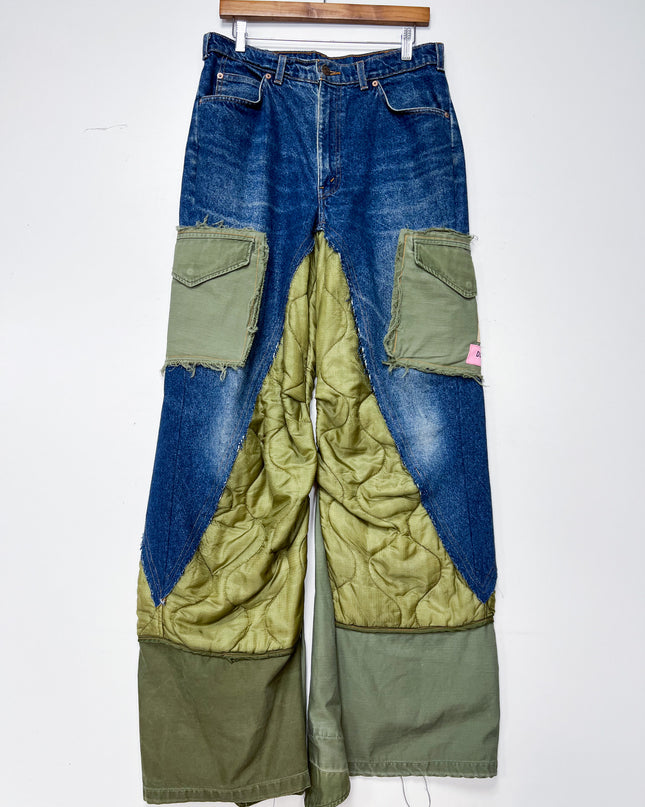 Dust of Gods Deconstructed Nylon and Denim Pants