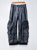 Zipper Leather Pocket Pants