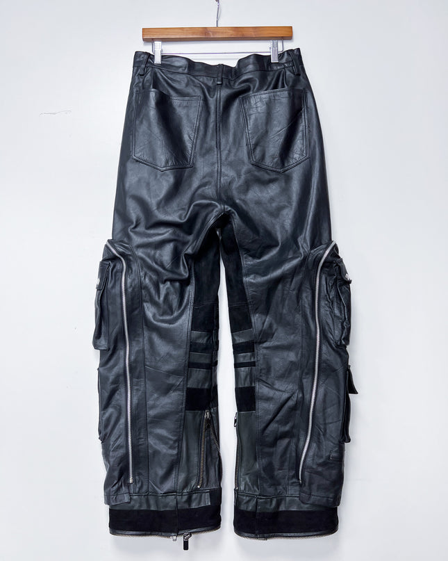 Zipper Leather Pocket Pants