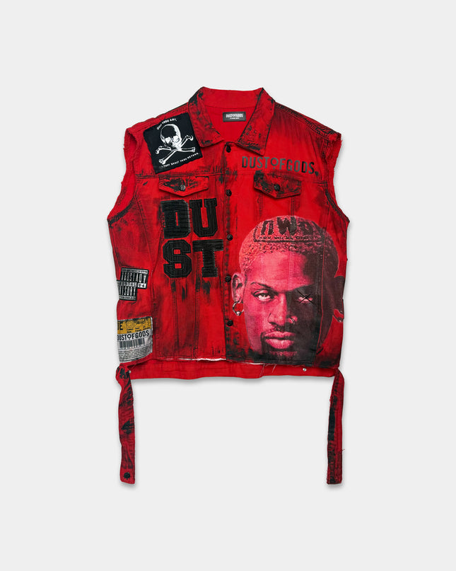 I'M BACK Red Denim Vest