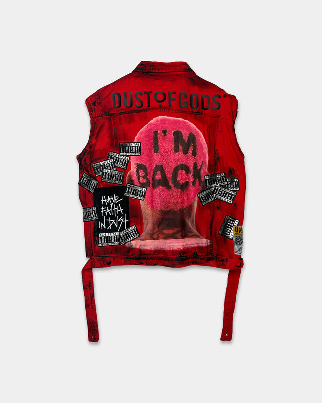 I'M BACK Red Denim Vest