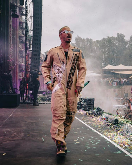 J Balvin in Custom Workwear Jumpsuit