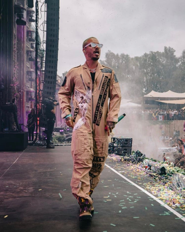 J Balvin in Custom Workwear Jumpsuit