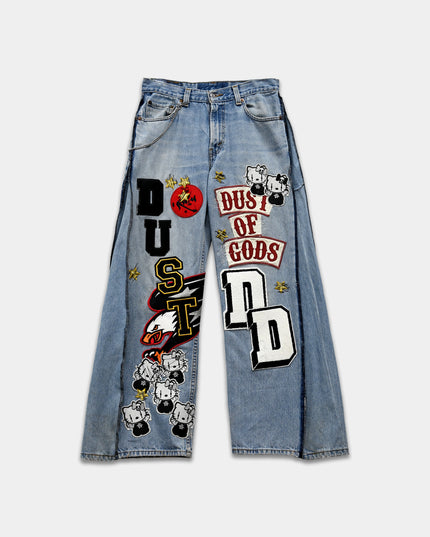 Steve Aioki in Dusted Denim Patchwork Pants