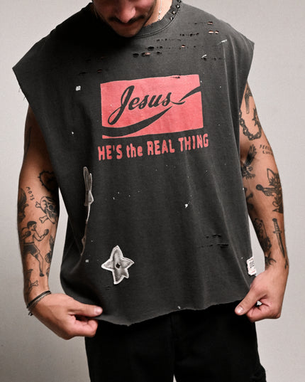 Jesus He's The Real Thing Graphic Sleeveless T-Shirt