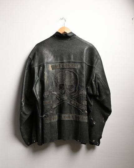 Archive Vintage Faded Leather Jacket: XL