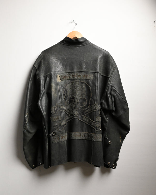 Archive Vintage Faded Leather Jacket: XL