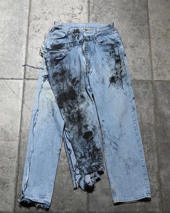 Archive Vintage Dusted Asymmetric Blue Jeans