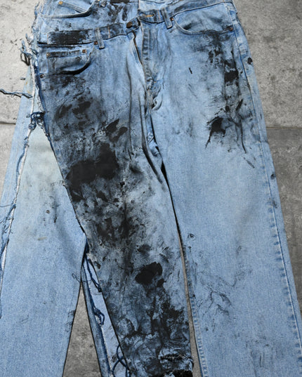 Archive Vintage Dusted Asymmetric Blue Jeans
