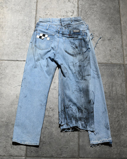Archive Vintage Dusted Asymmetric Blue Jeans