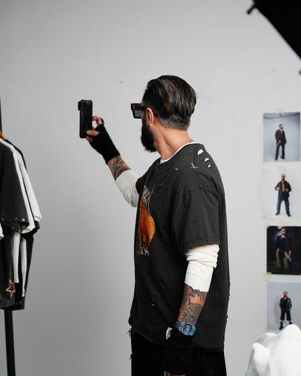 Distressed Double Layered Graphic T-Shirt