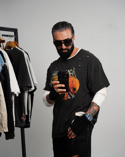 Distressed Double Layered Graphic T-Shirt