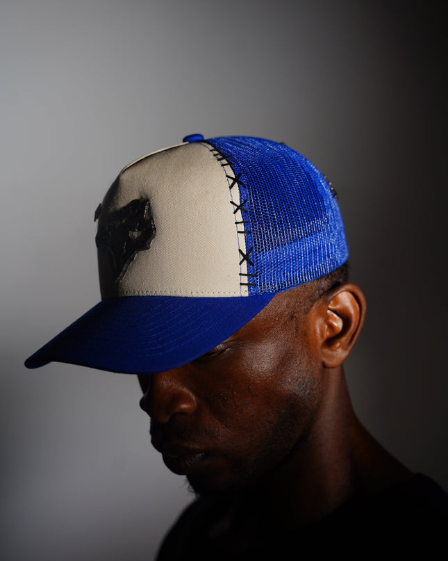 Blue & White Artisanal Blue Jay Trucker Hat