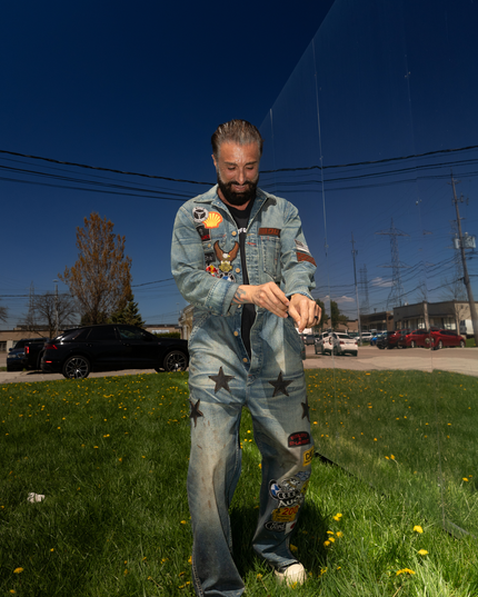 Re-Worked Racing Denim Jumpsuit