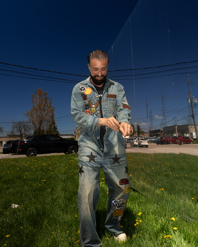 Re-Worked Racing Denim Jumpsuit