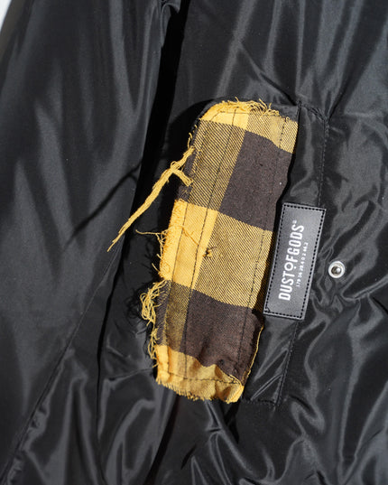 Extended Black & Yellow Plaid Bomber Jacket
