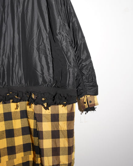 Extended Black & Yellow Plaid Bomber Jacket