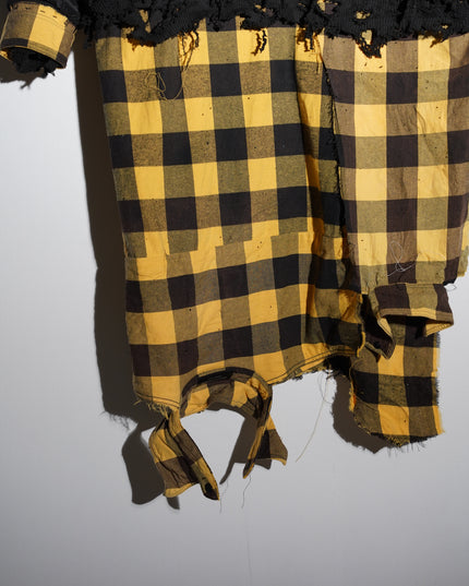 Extended Black & Yellow Plaid Bomber Jacket