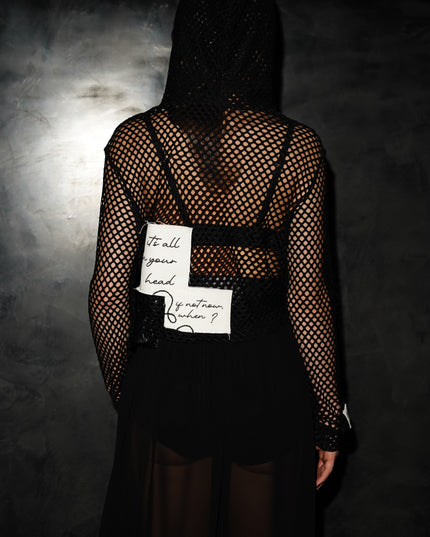 Fuck You Cropped Mesh Top