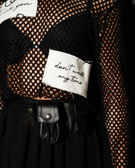 Fuck You Cropped Mesh Top