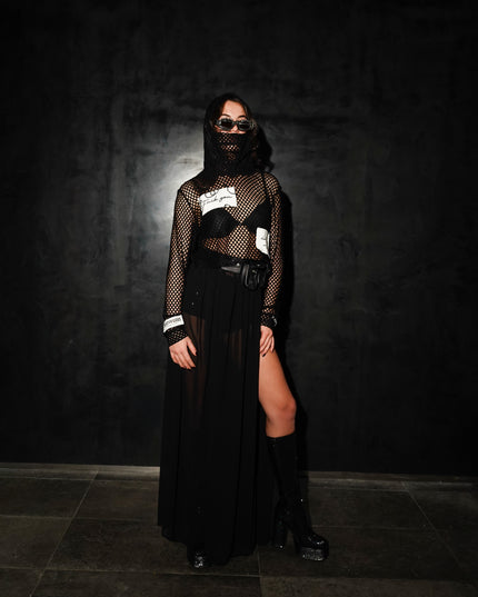 Fuck You Cropped Mesh Top