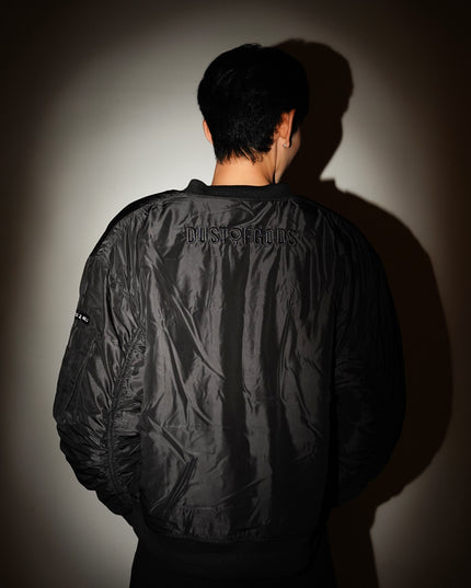 Black & White Dust of Gods Bomber Jacket