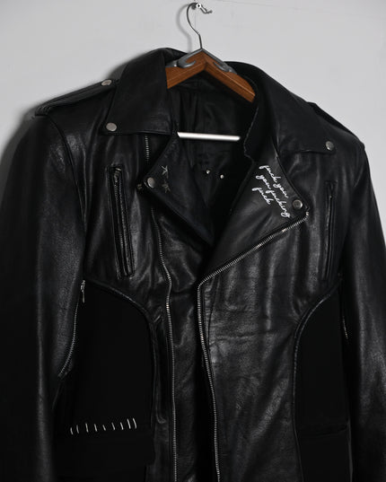 Deconstructed Leather and Wool Extended Blazer