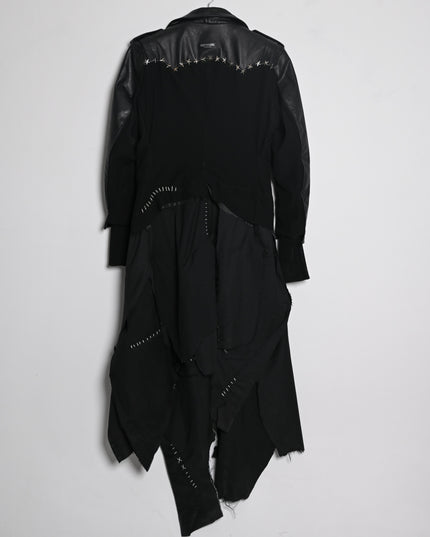 Deconstructed Leather and Wool Extended Blazer