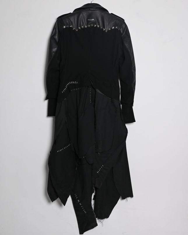 Deconstructed Leather and Wool Extended Blazer